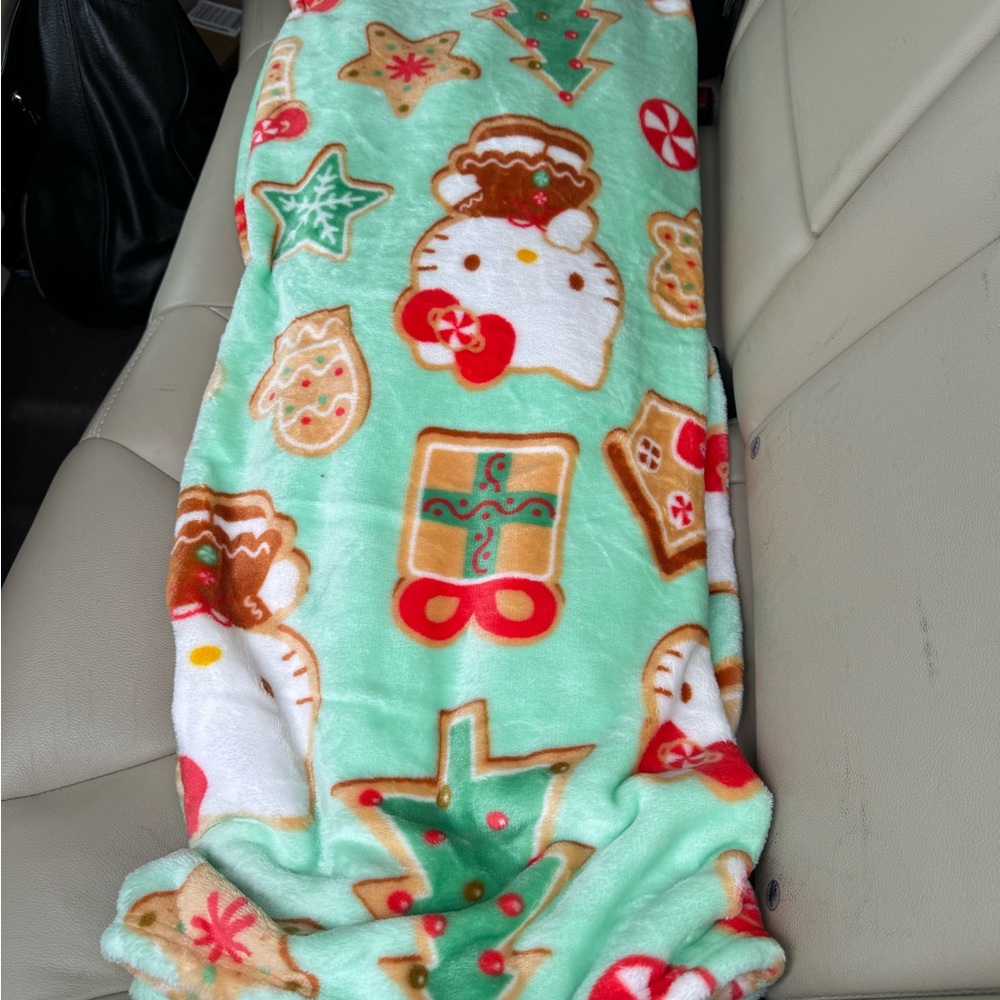 Christmas Cute Mint Green Hello Kitty Blanket